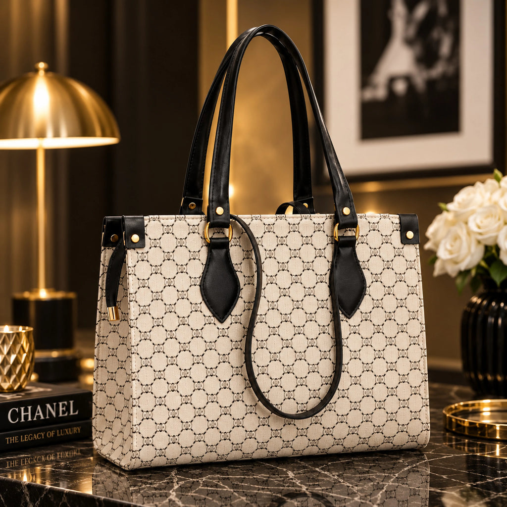 Women's White PU Tote Bag | Stylish Everyday Handbag