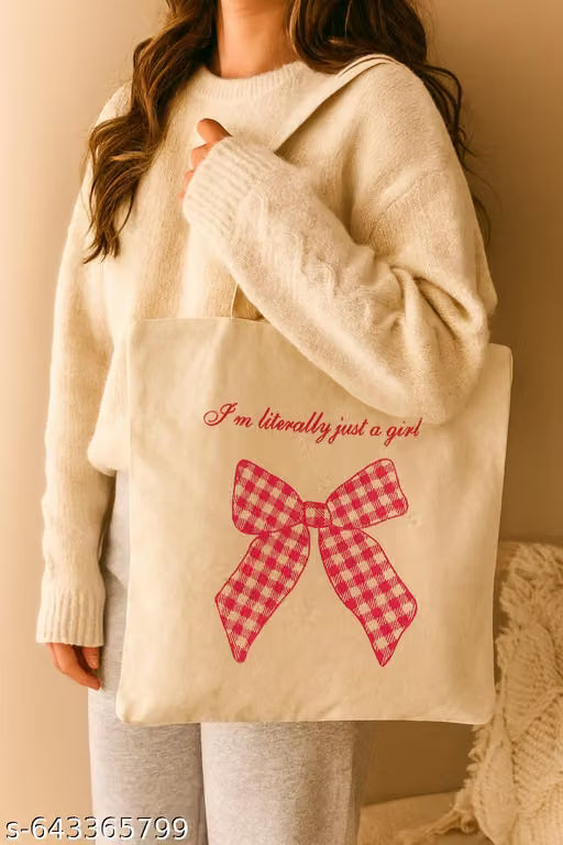 Pink Bow Canvas Tote Bag for Women | The Tote Edit